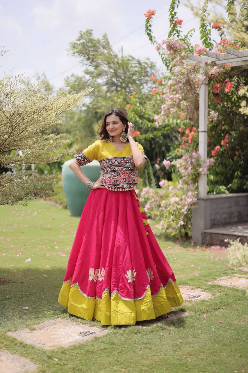 Heavy Roman Silk Mirror Work Lehenga