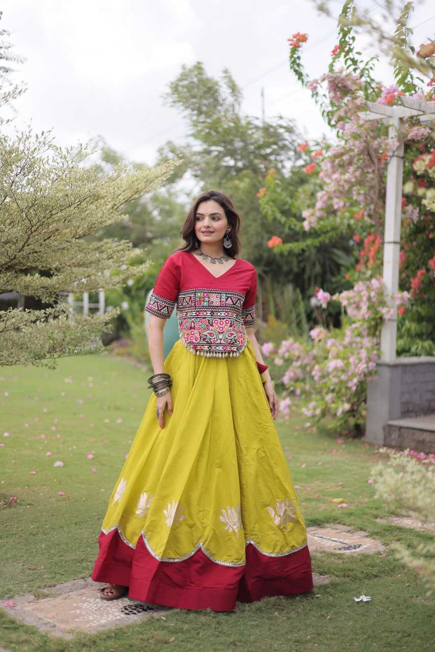 Heavy Roman Silk Mirror Work Lehenga