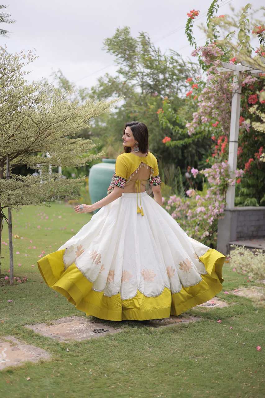 Heavy Roman Silk Mirror Work Lehenga