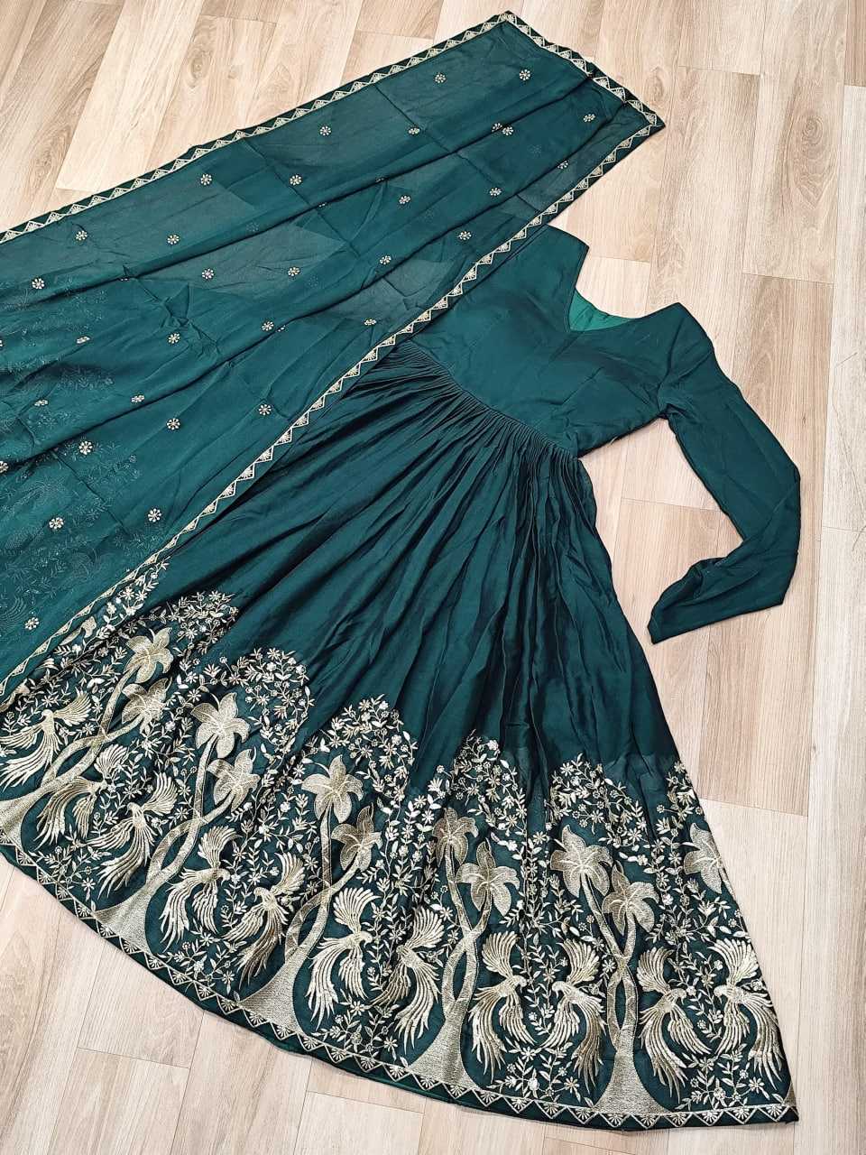 Crush Silk Embroidery Gown