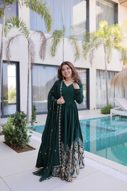 Crush Silk Embroidery Gown