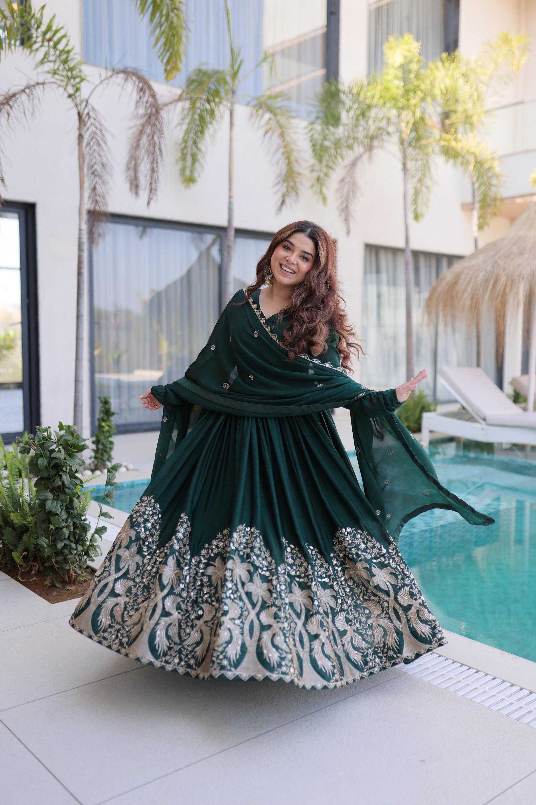 Crush Silk Embroidery Gown