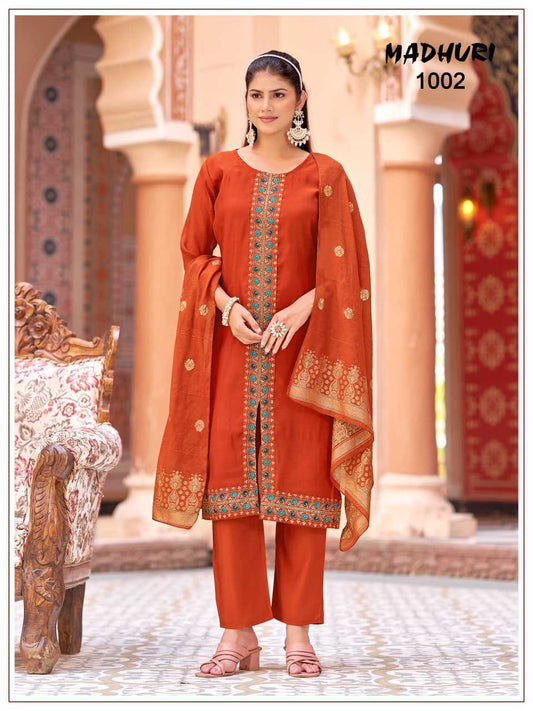 Chanderi Silk Embroidery Suit