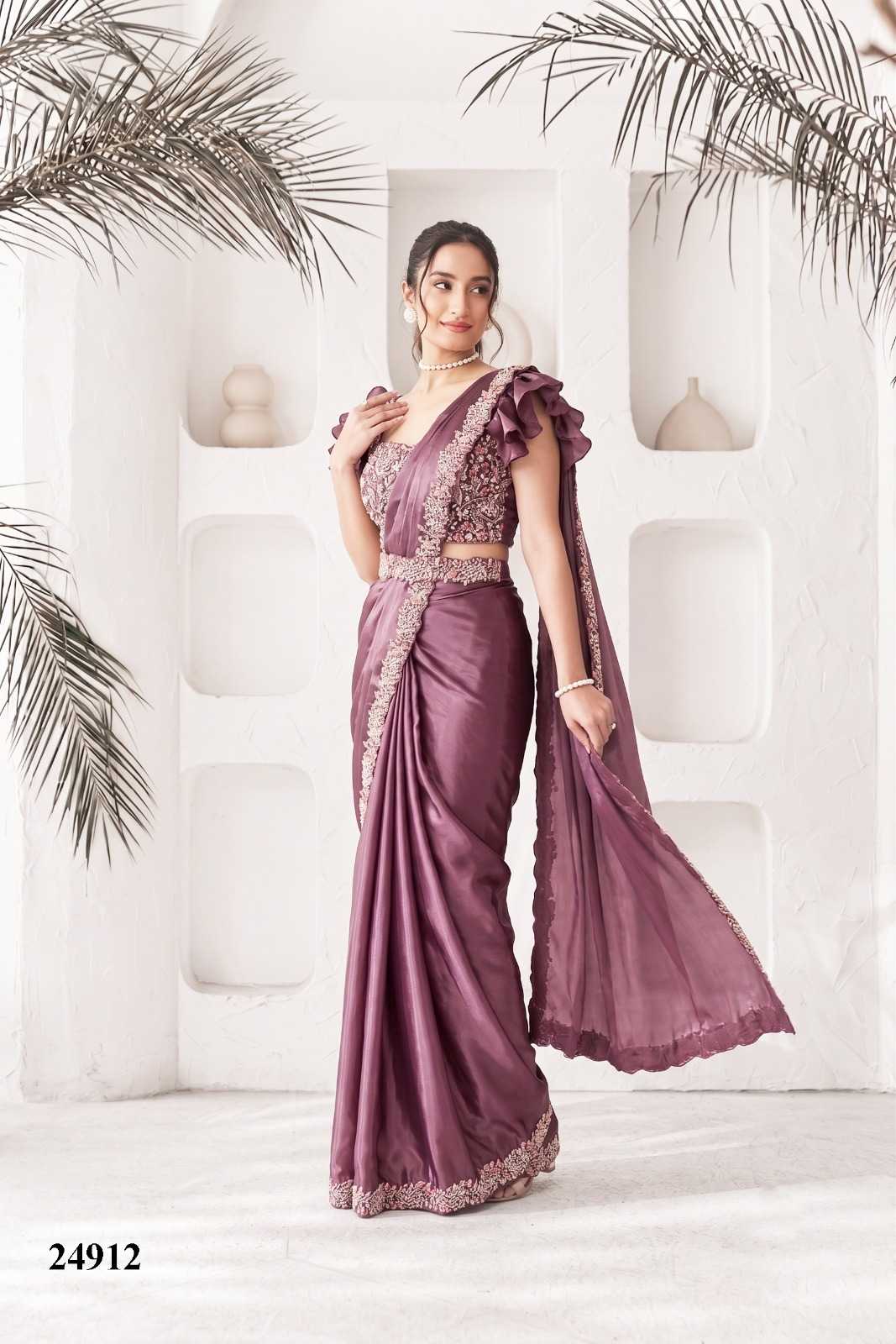 Satin Silk Embroidered Saree