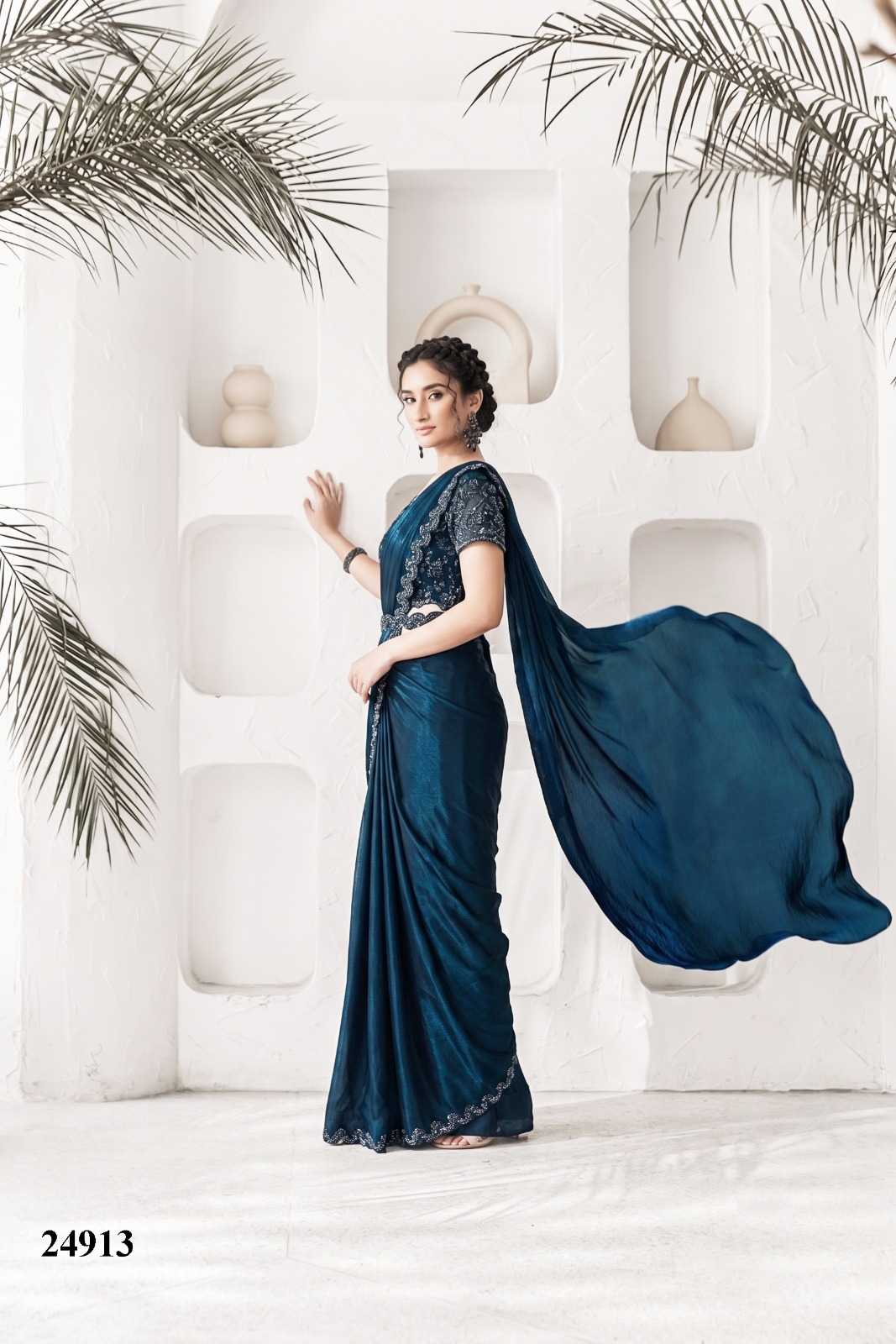 Satin Silk Embroidered Saree