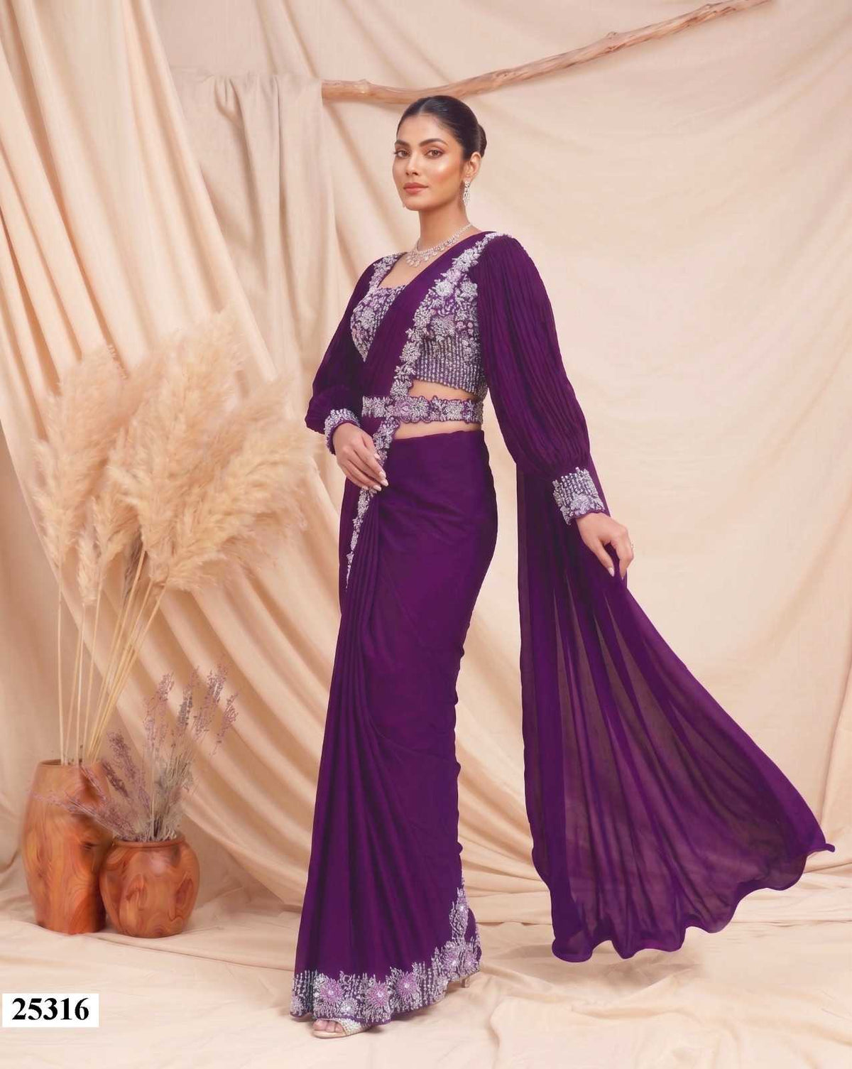 Satin Silk Hand Work Saree