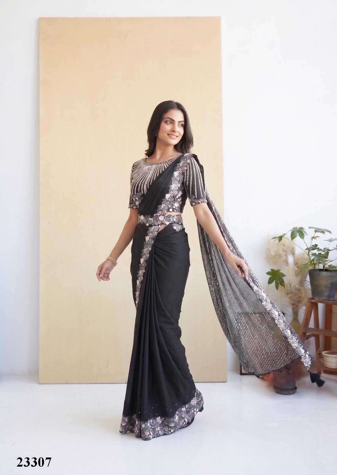 Satin Silk Embroidered Saree