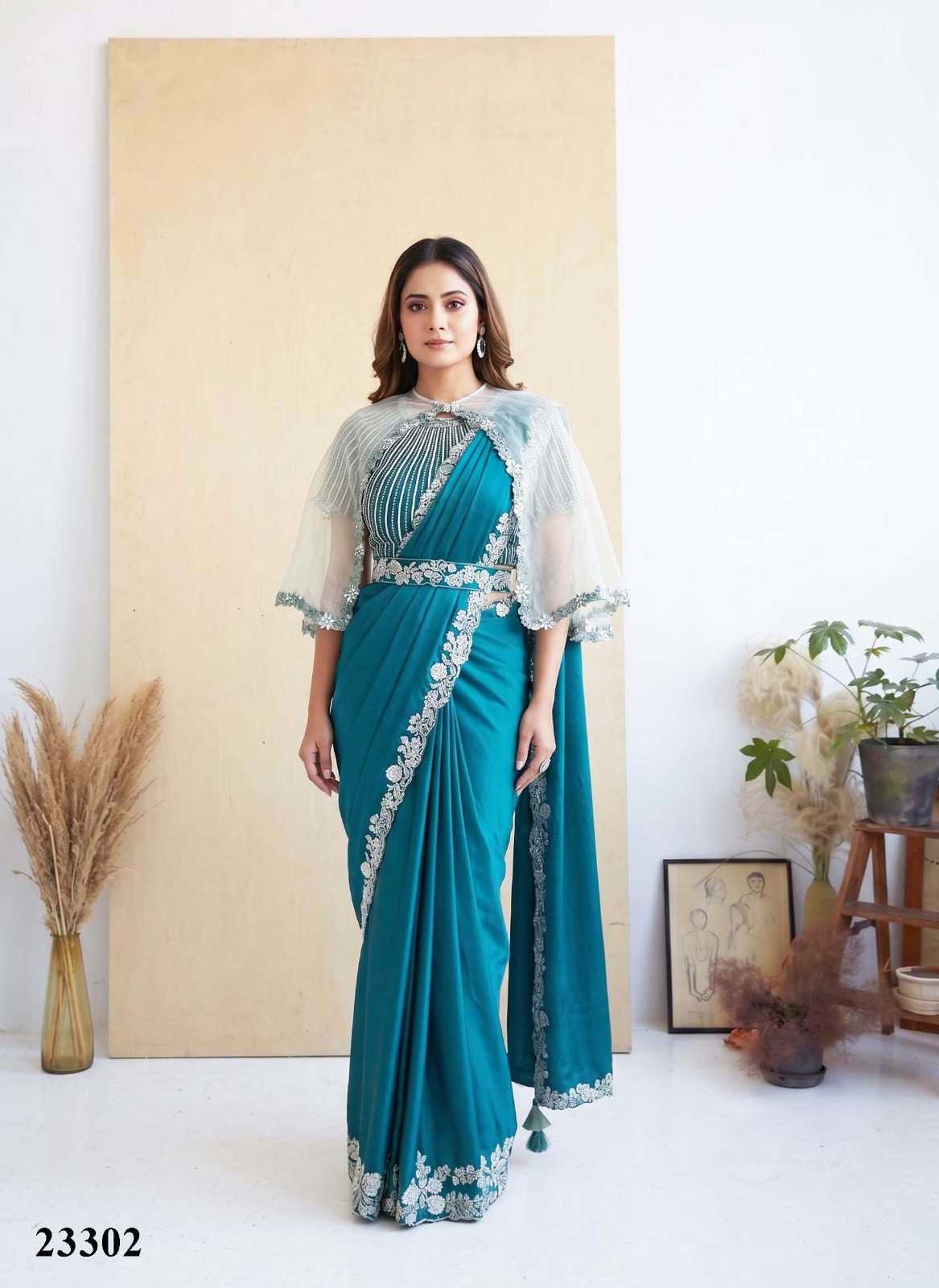 Satin Silk Embroidered Saree