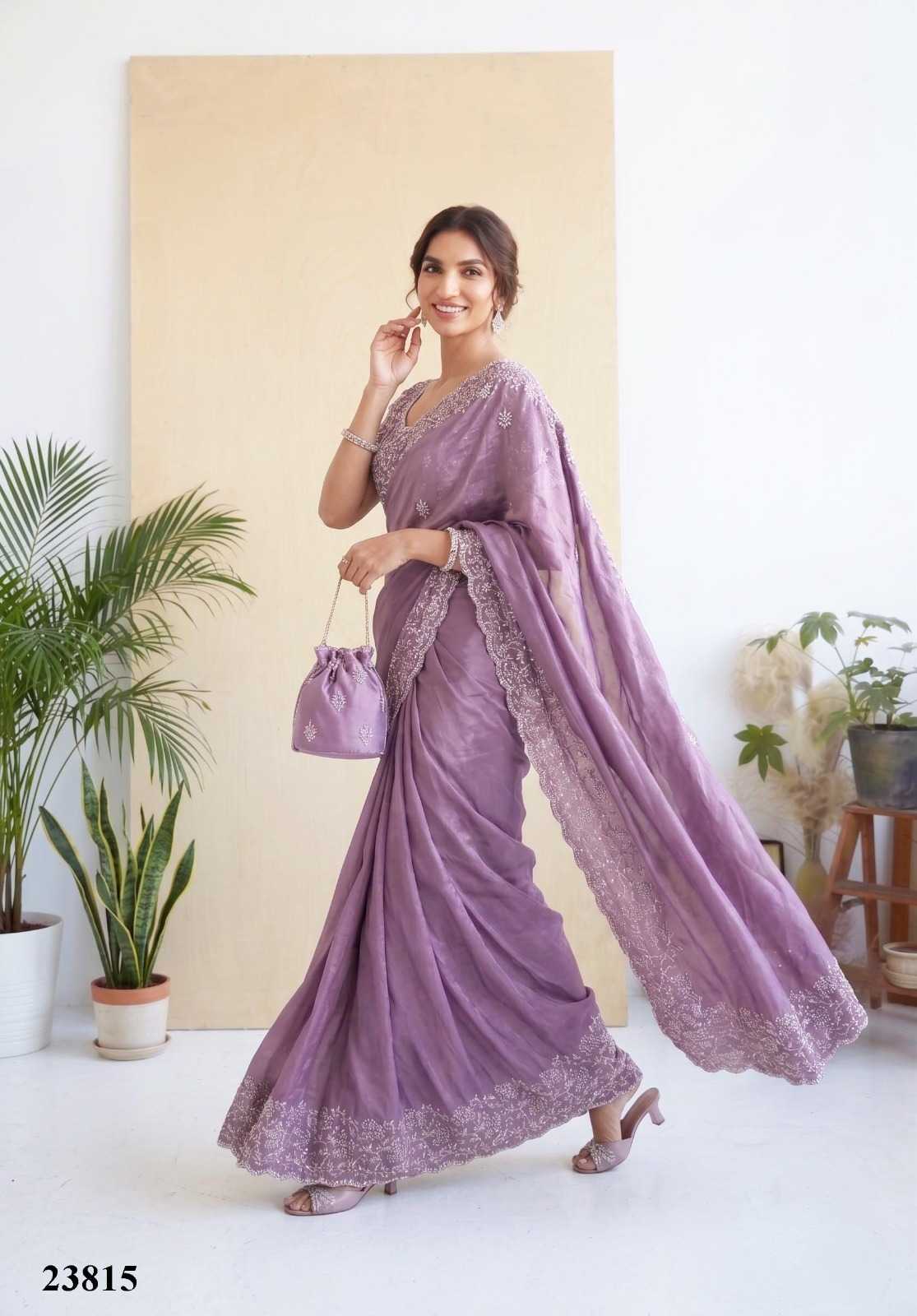 Satin Silk Embroidered Saree