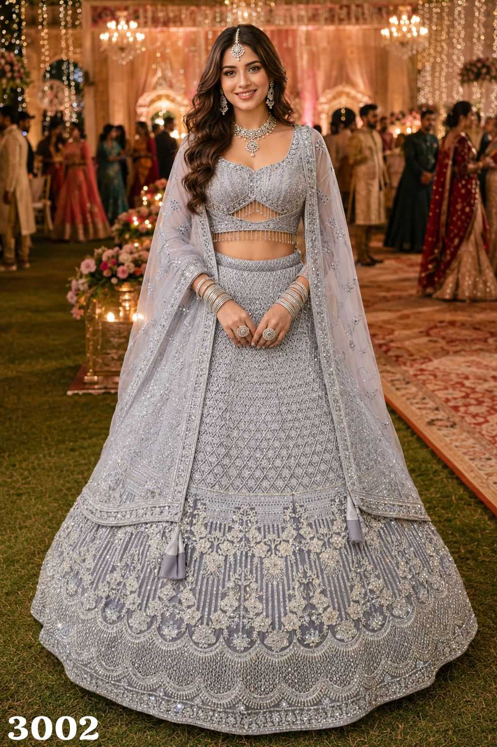 Net Embroidered Lehenga