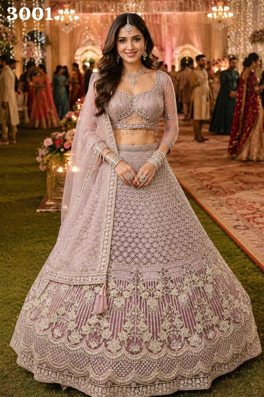 Net Embroidered Lehenga