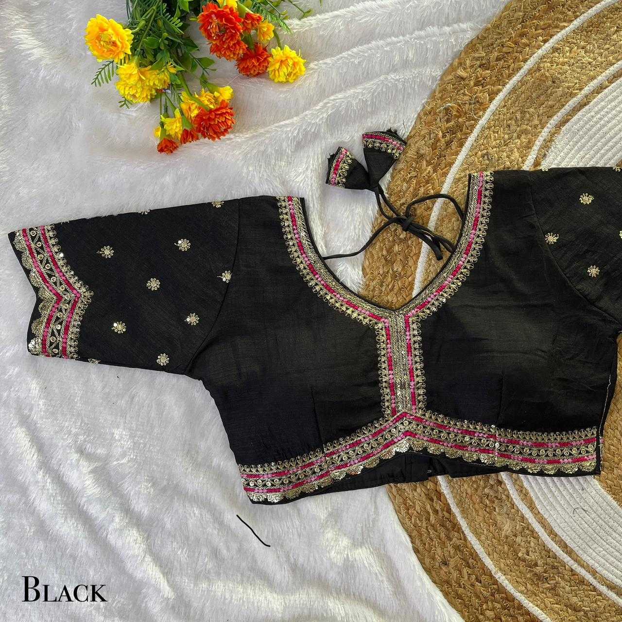 Vichitra Silk Sequence Embroidery Blouse
