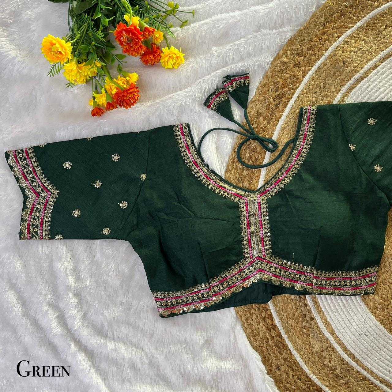 Vichitra Silk Sequence Embroidery Blouse