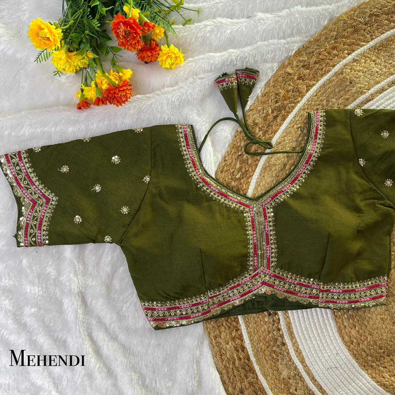 Vichitra Silk Sequence Embroidery Blouse