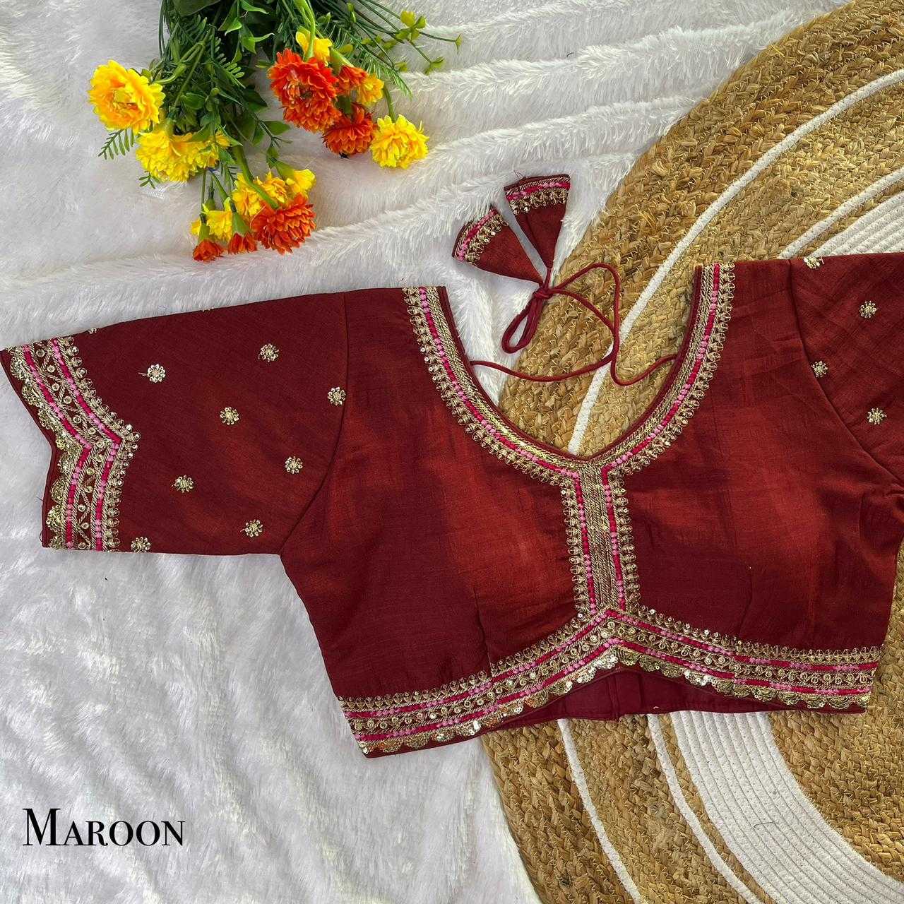 Vichitra Silk Sequence Embroidery Blouse