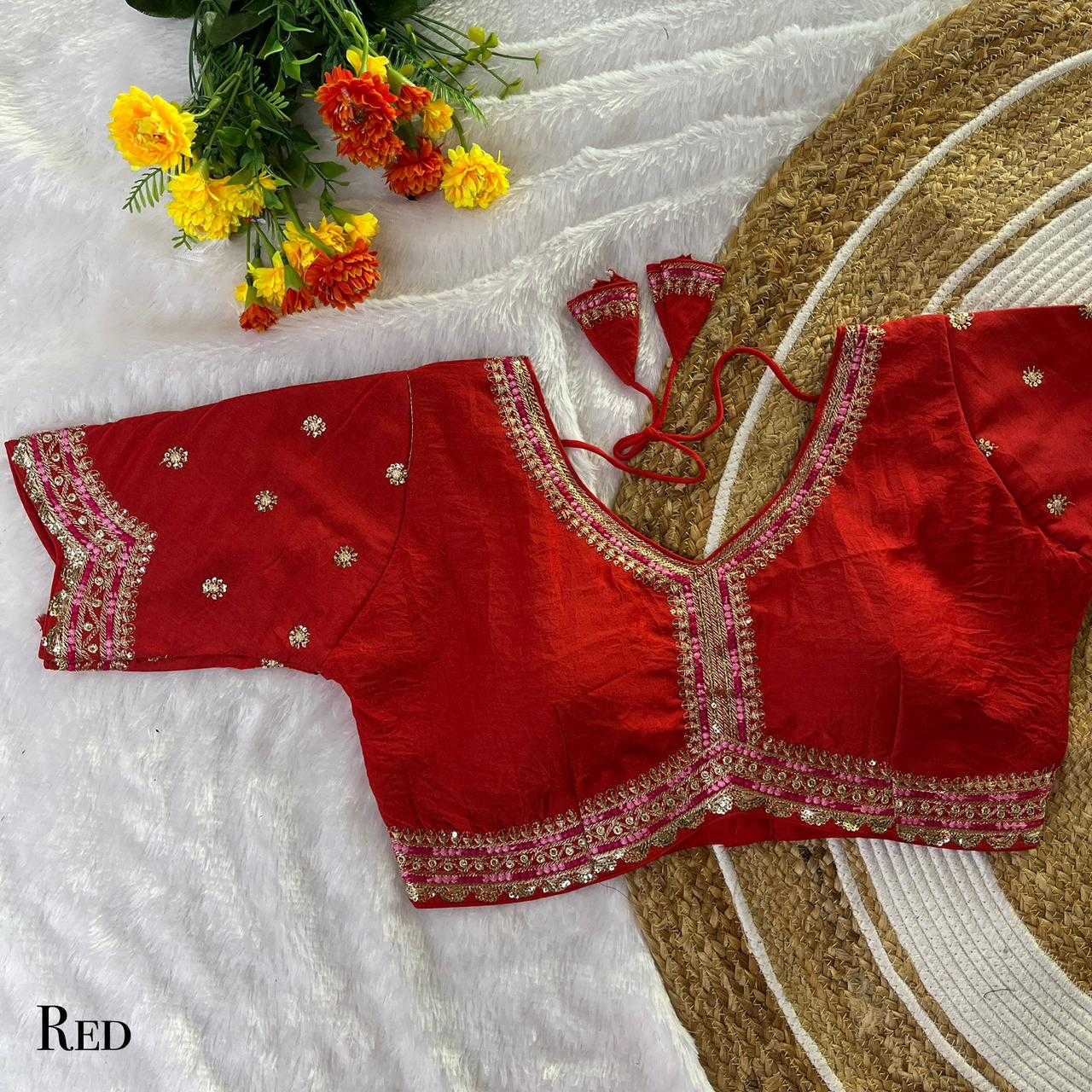 Vichitra Silk Sequence Embroidery Blouse