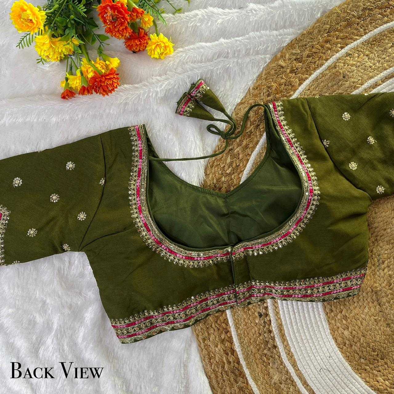 Vichitra Silk Sequence Embroidery Blouse