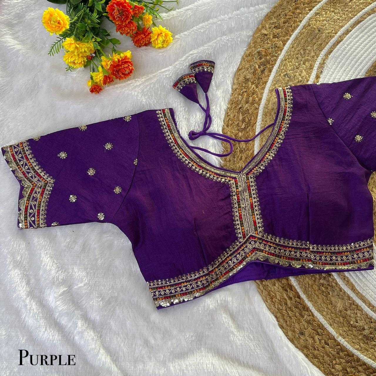 Vichitra Silk Sequence Embroidery Blouse
