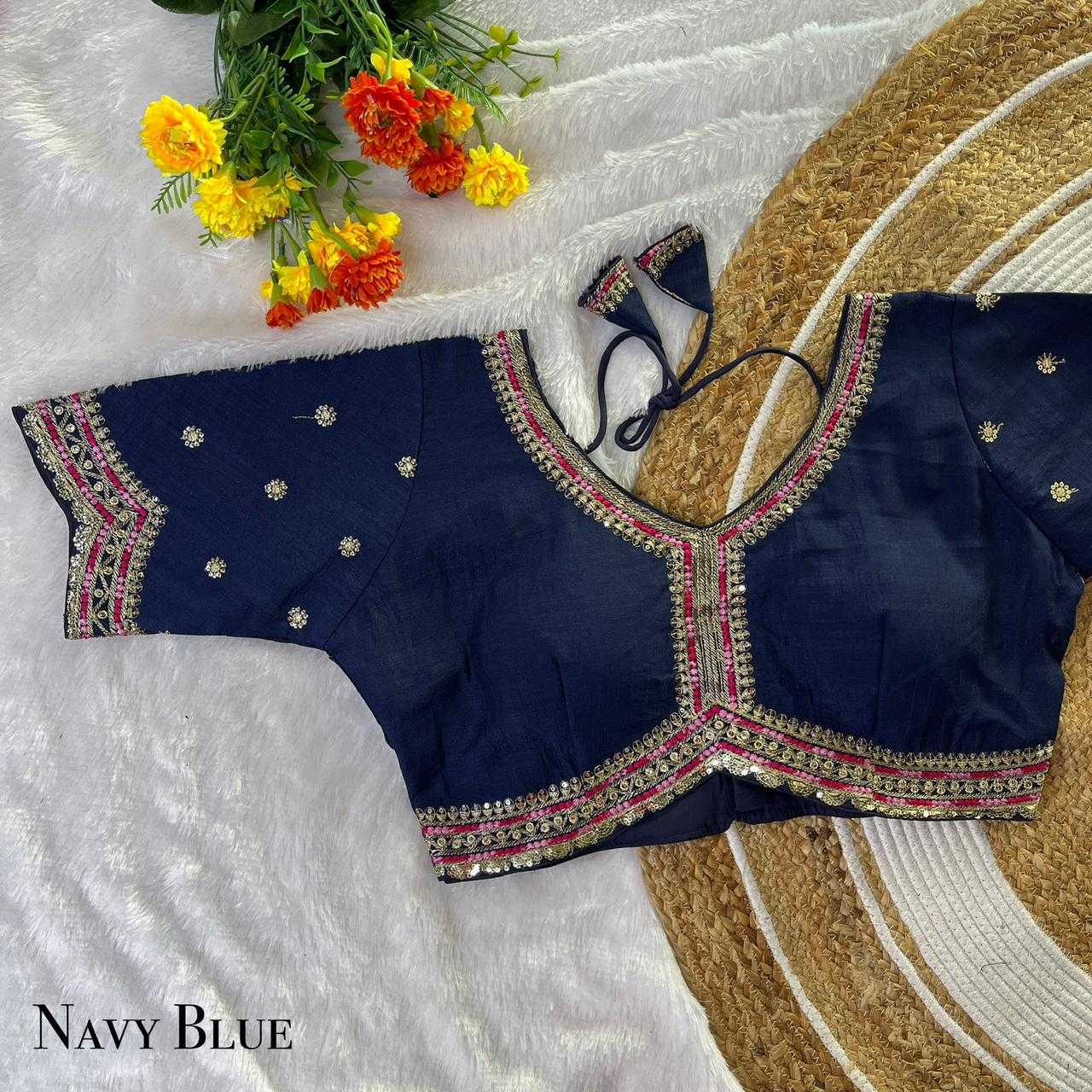 Vichitra Silk Sequence Embroidery Blouse