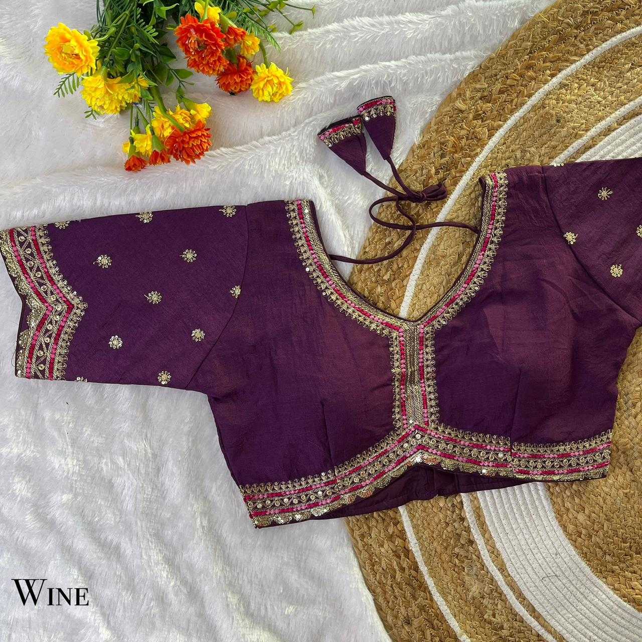Vichitra Silk Sequence Embroidery Blouse