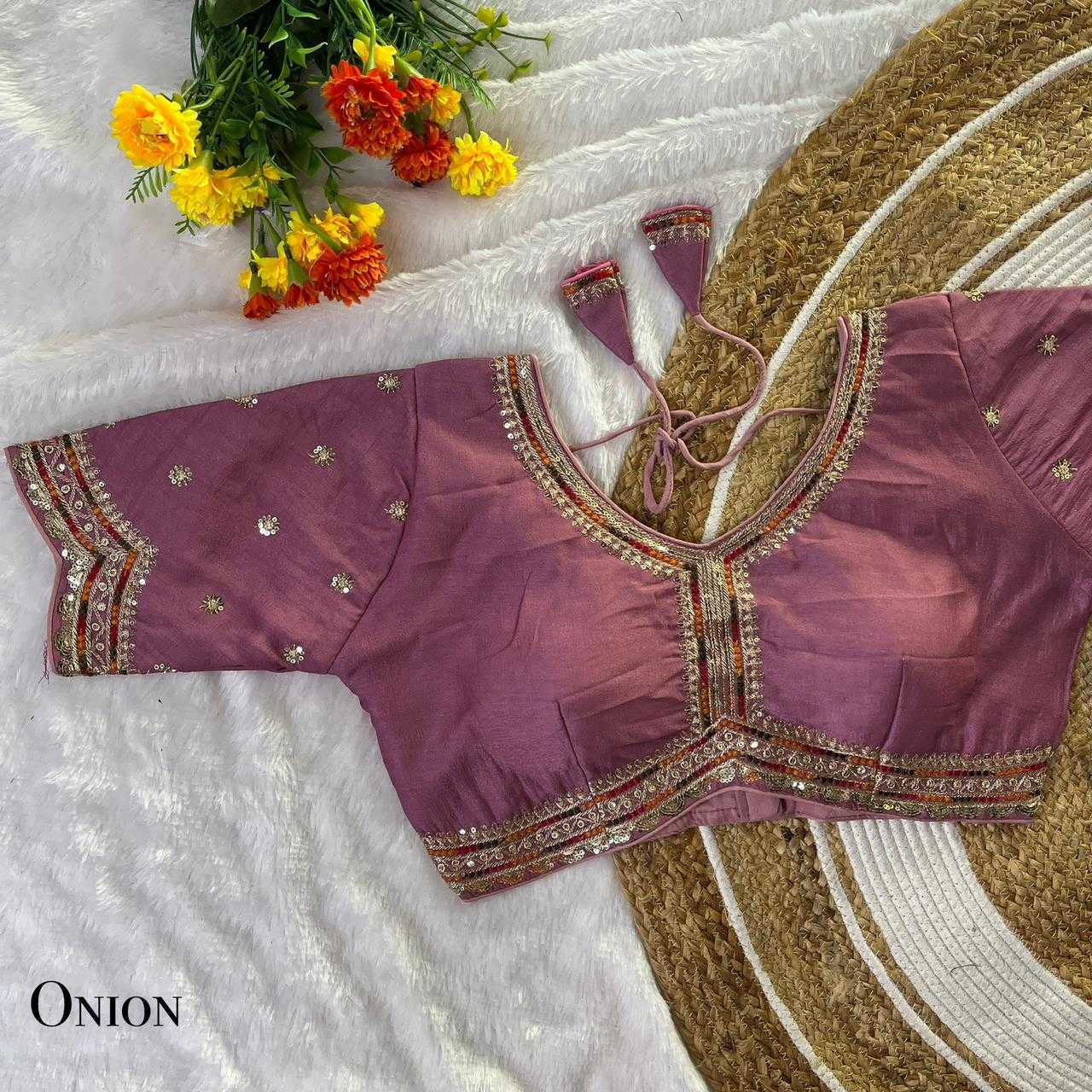 Vichitra Silk Sequence Embroidery Blouse
