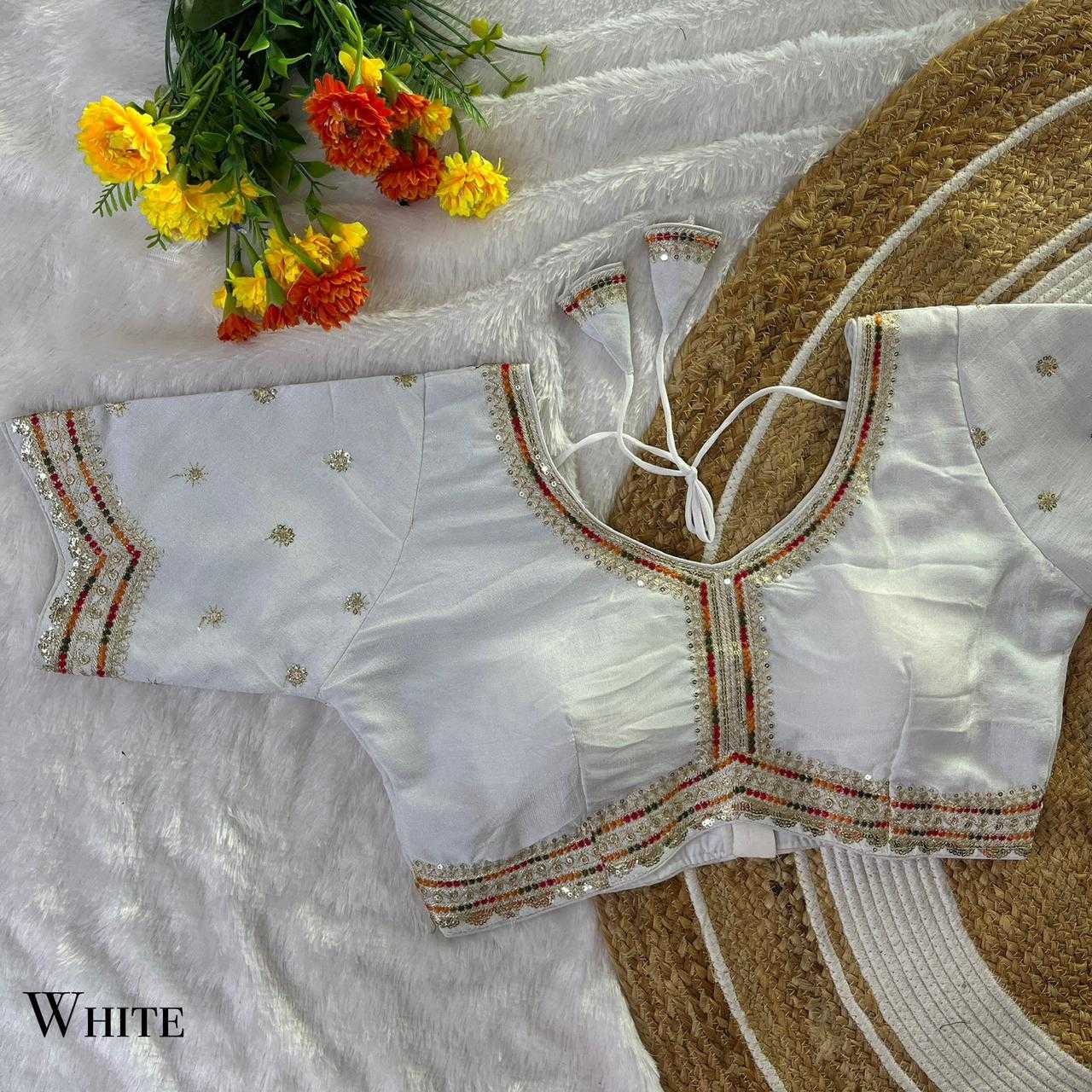 Vichitra Silk Sequence Embroidery Blouse