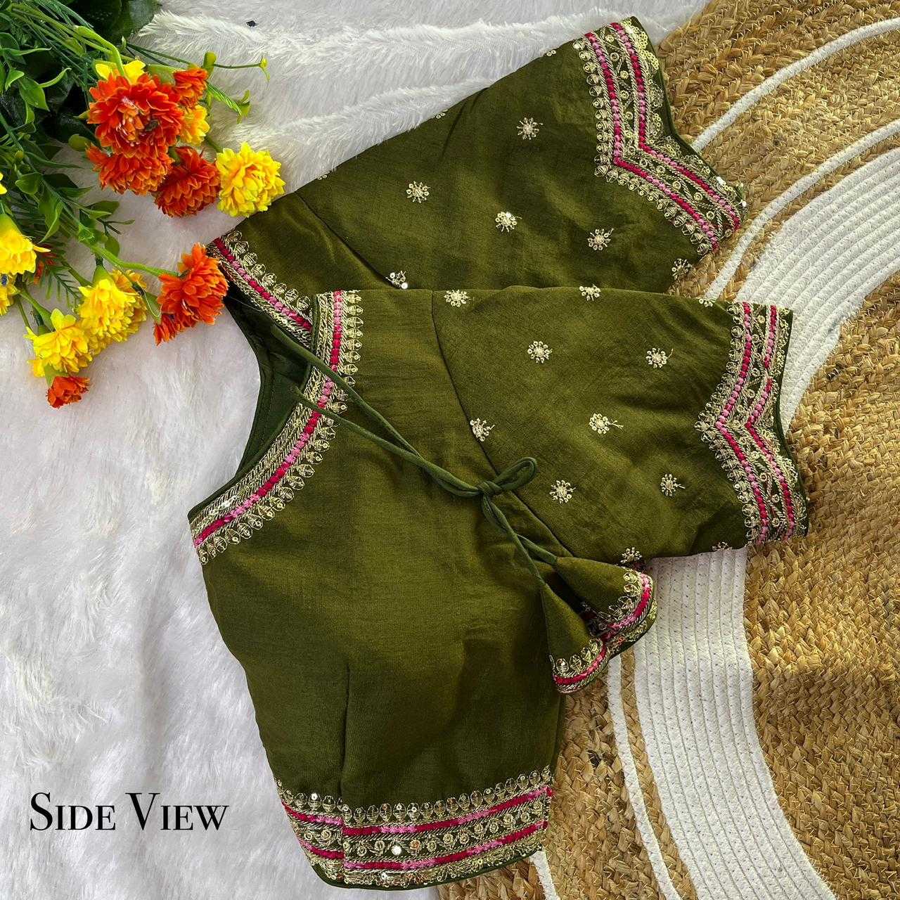 Vichitra Silk Sequence Embroidery Blouse