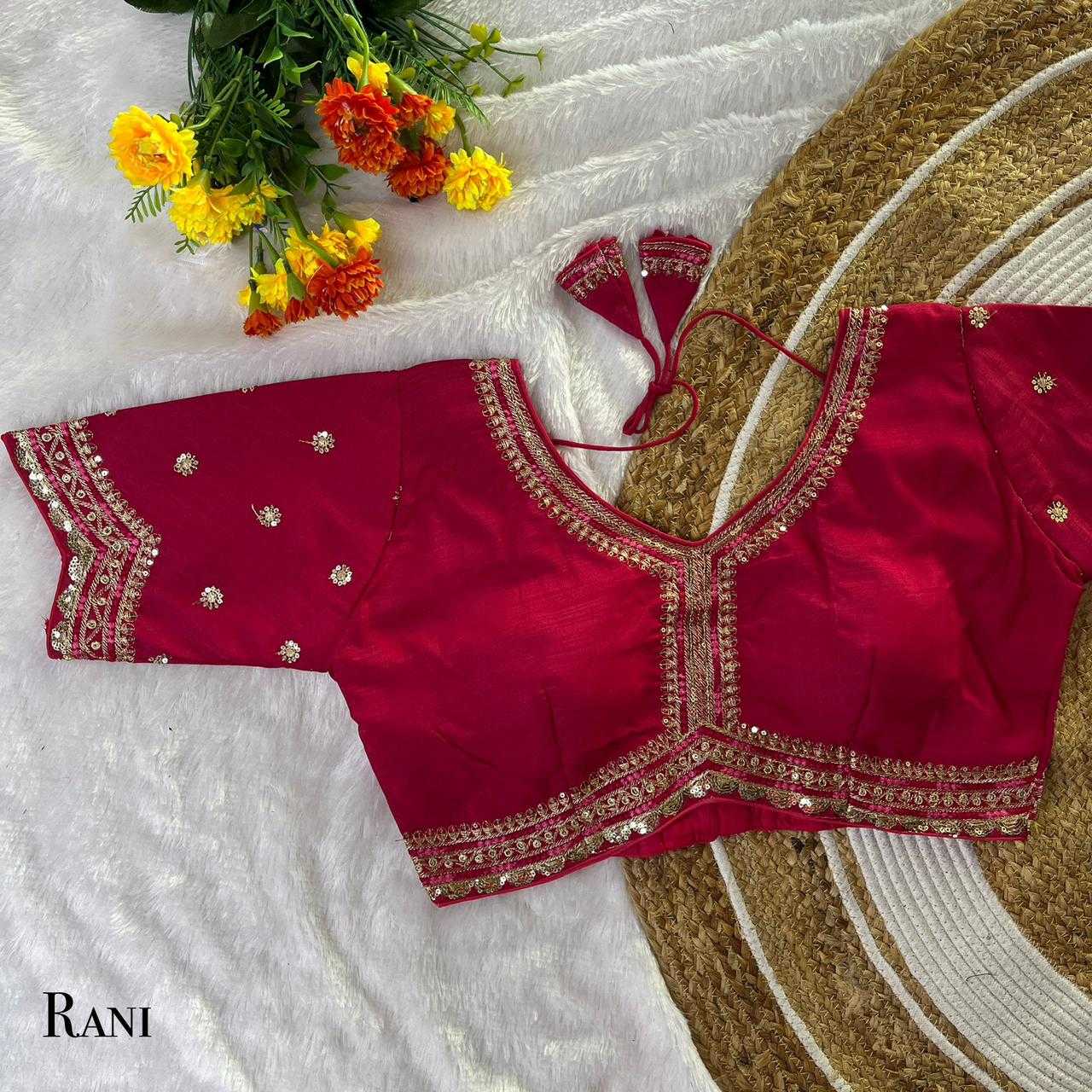 Vichitra Silk Sequence Embroidery Blouse