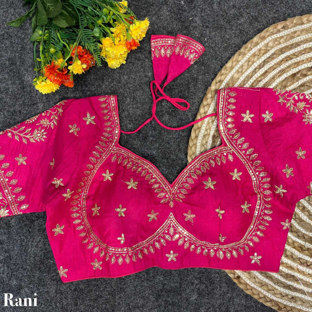 Vichitra Silk Sequence Embroidery Blouse