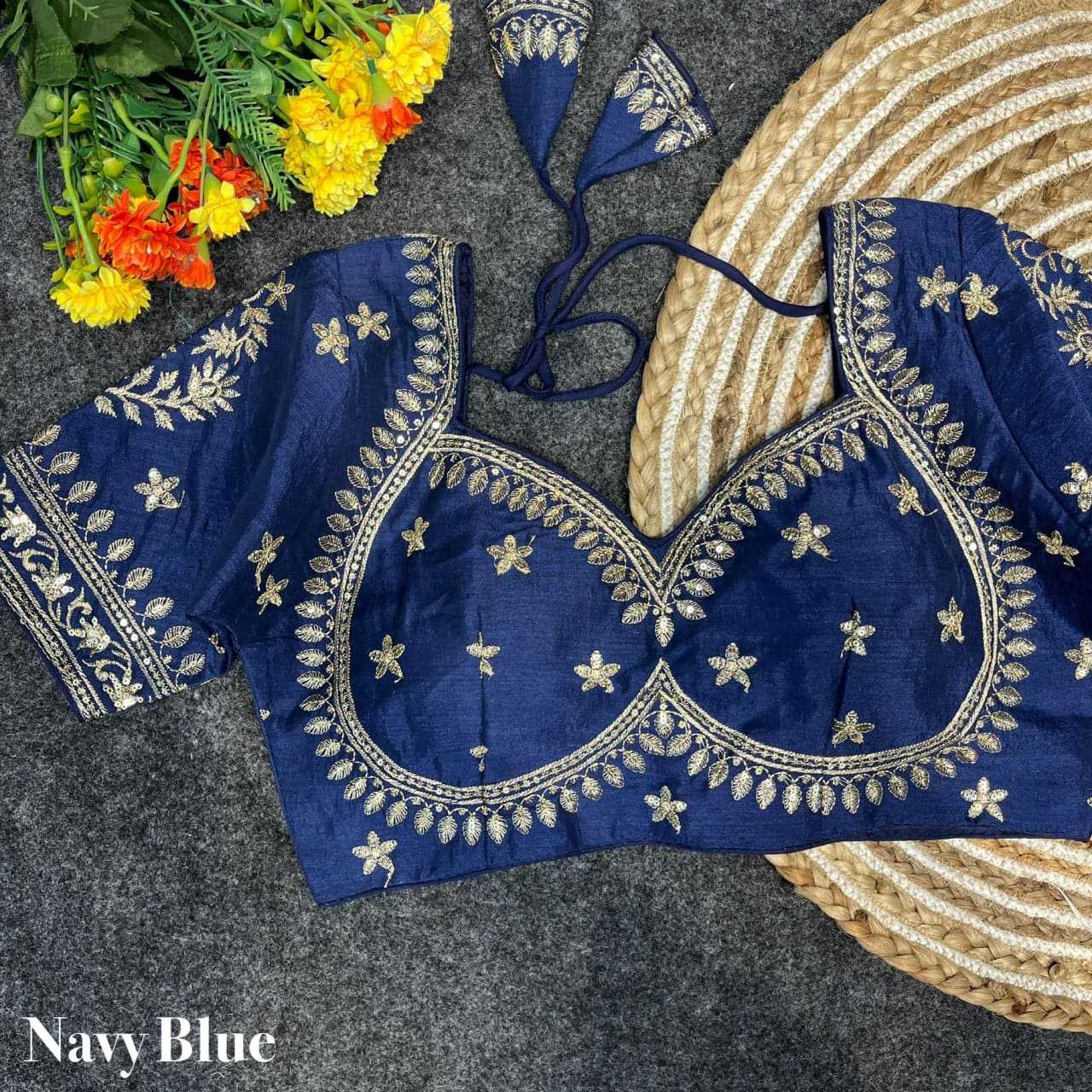 Vichitra Silk Sequence Embroidery Blouse