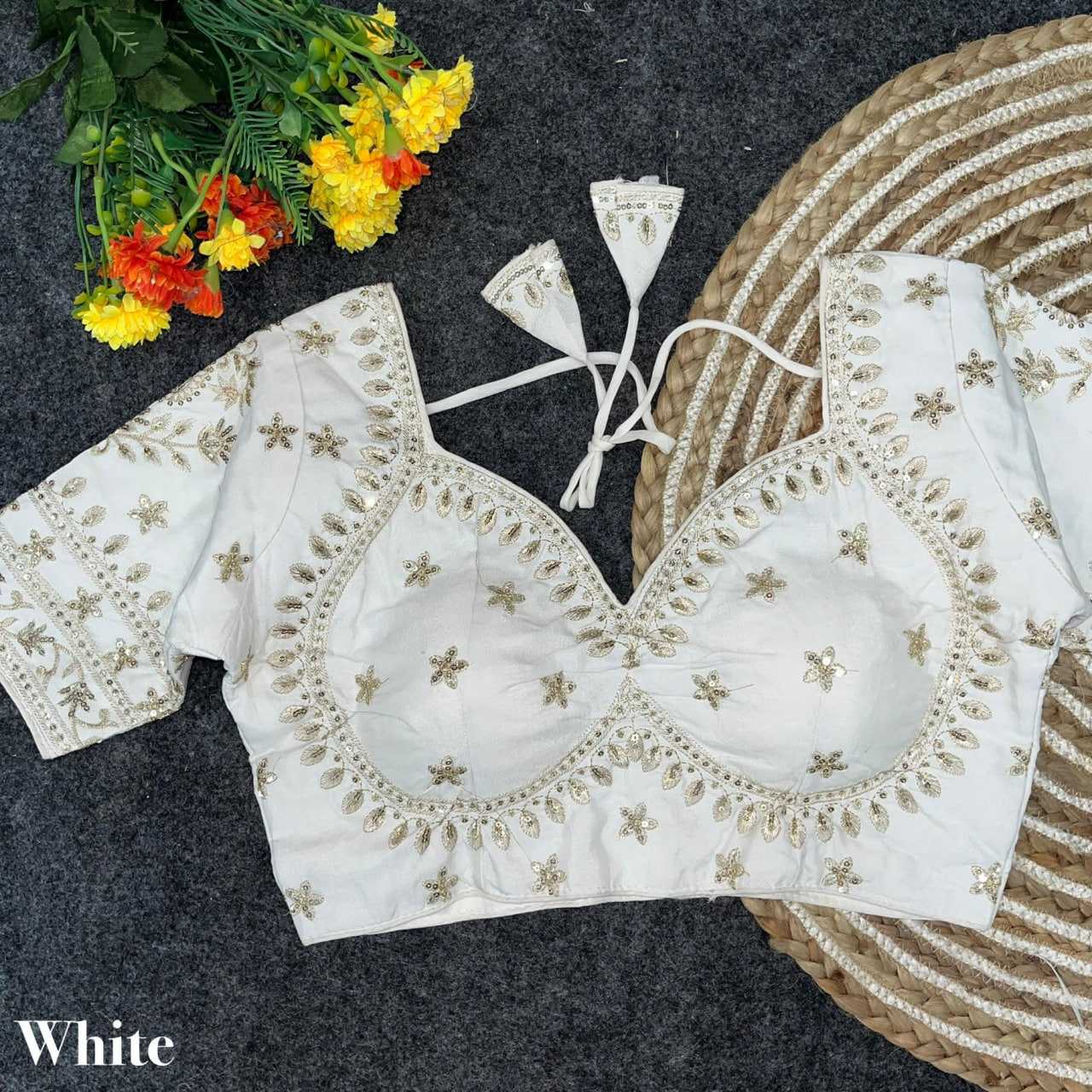 Vichitra Silk Sequence Embroidery Blouse