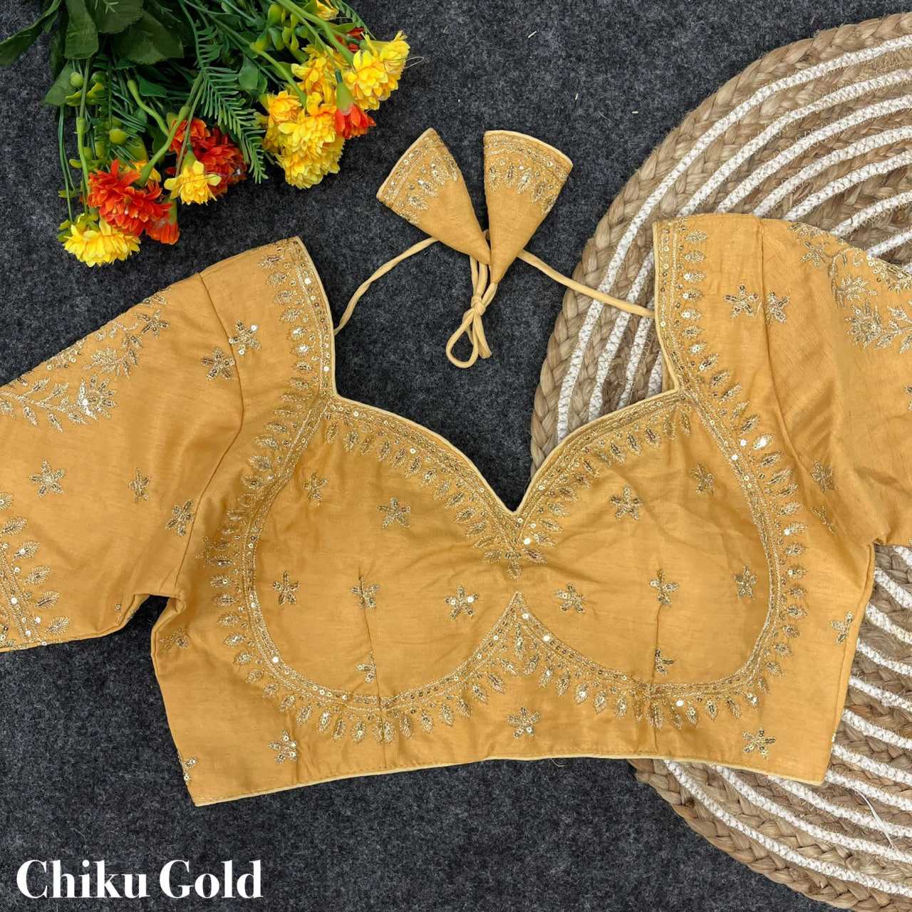 Vichitra Silk Sequence Embroidery Blouse
