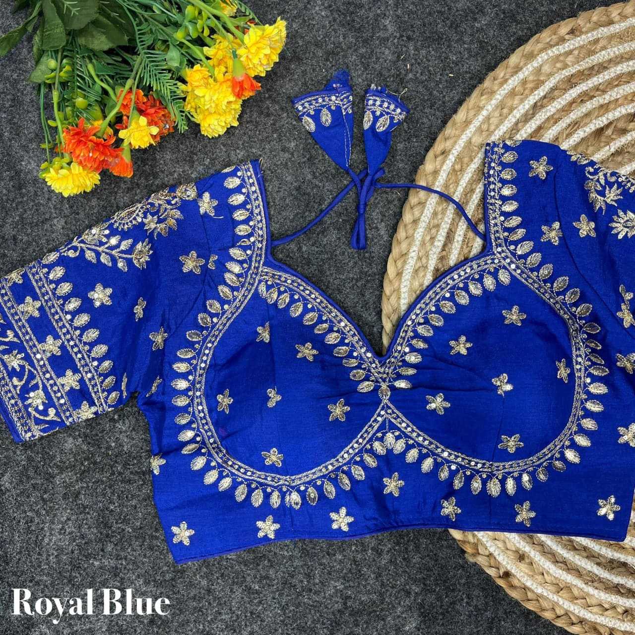 Vichitra Silk Sequence Embroidery Blouse