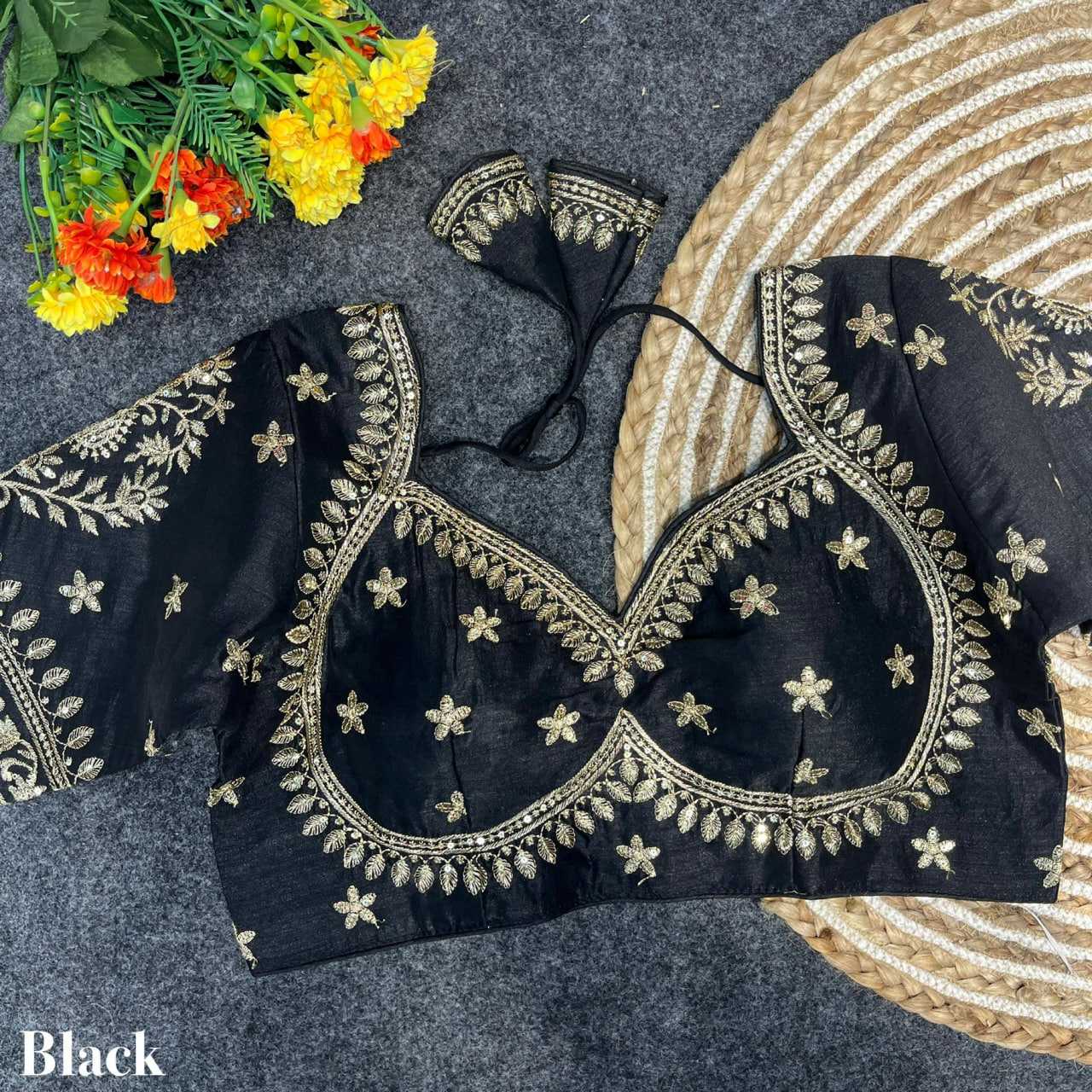 Vichitra Silk Sequence Embroidery Blouse