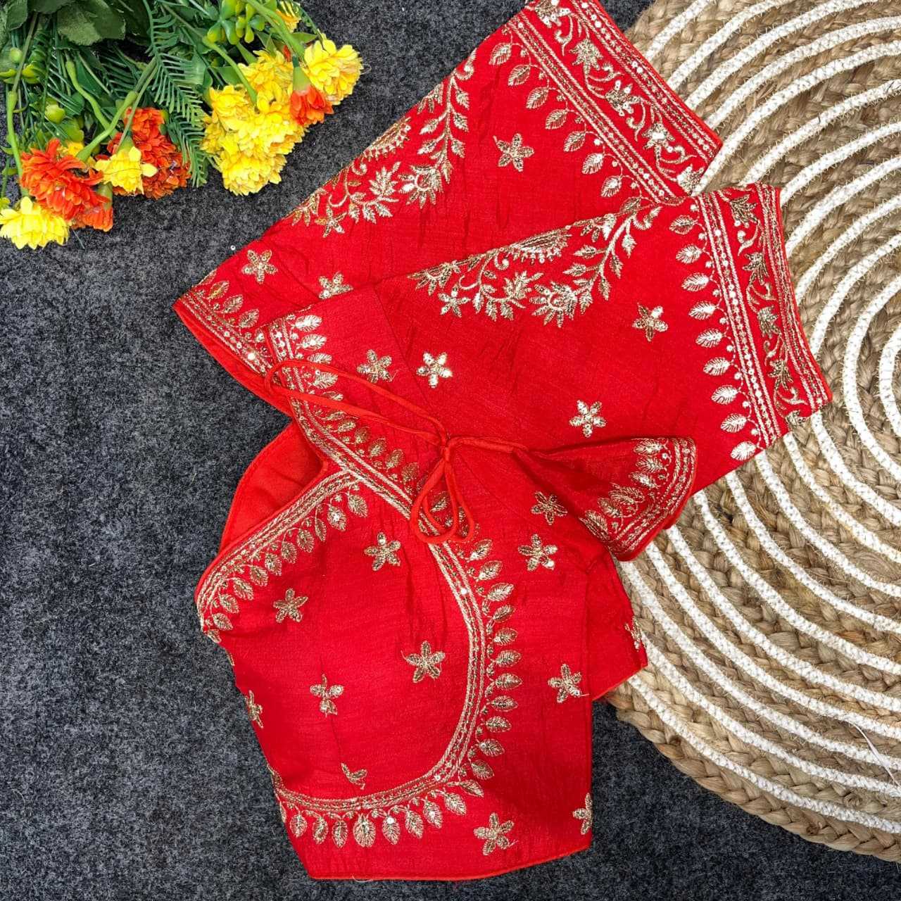 Vichitra Silk Sequence Embroidery Blouse