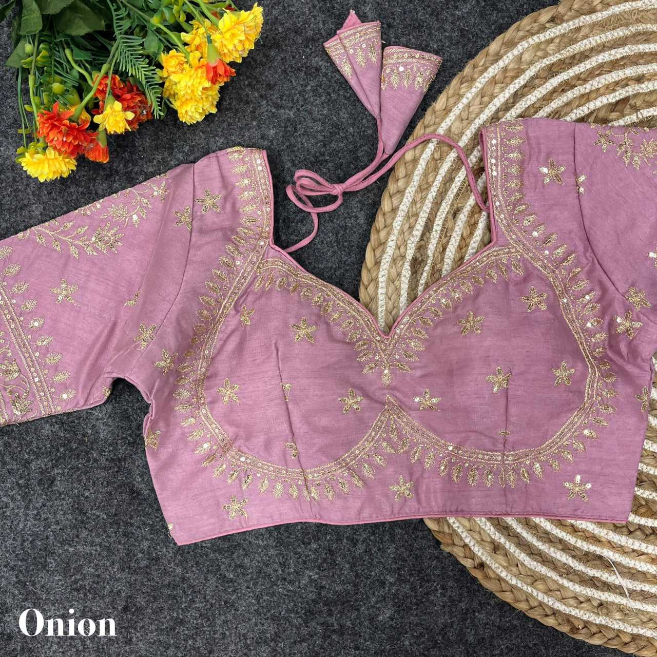 Vichitra Silk Sequence Embroidery Blouse