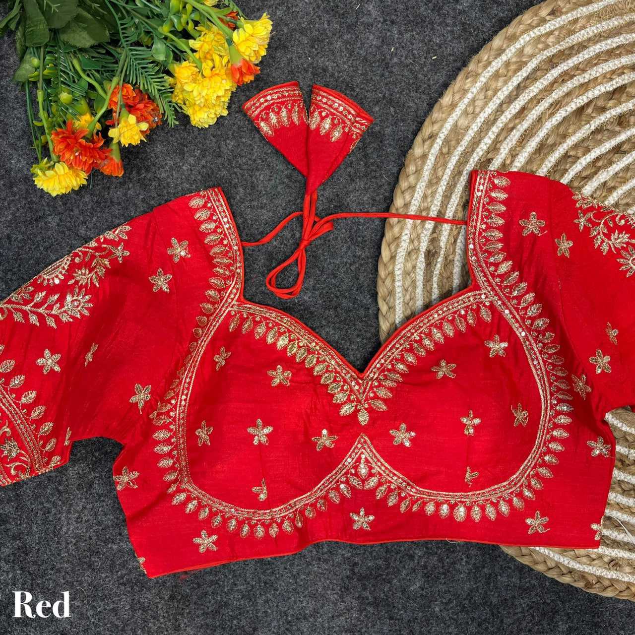Vichitra Silk Sequence Embroidery Blouse