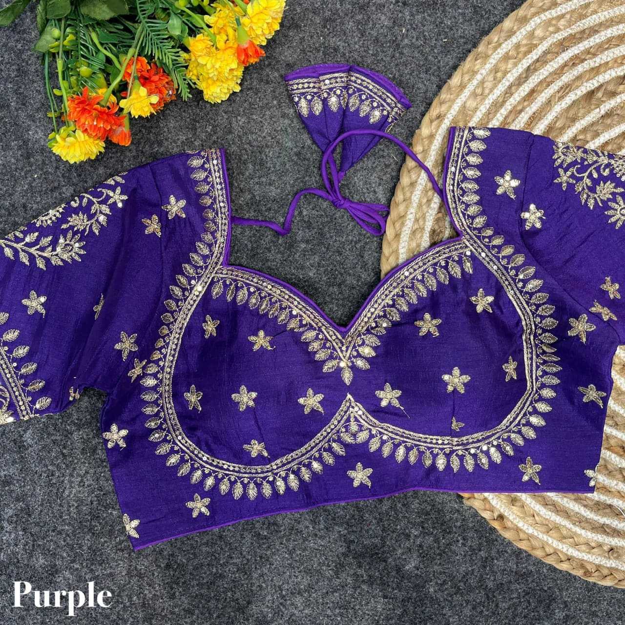 Vichitra Silk Sequence Embroidery Blouse