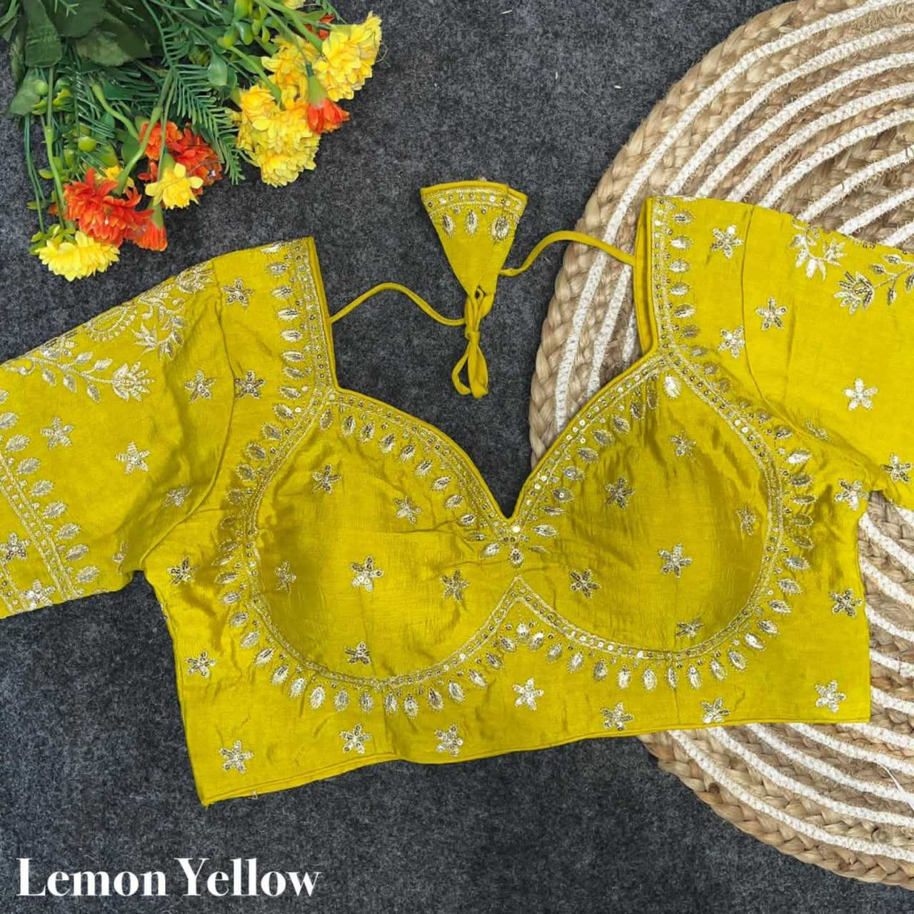 Vichitra Silk Sequence Embroidery Blouse