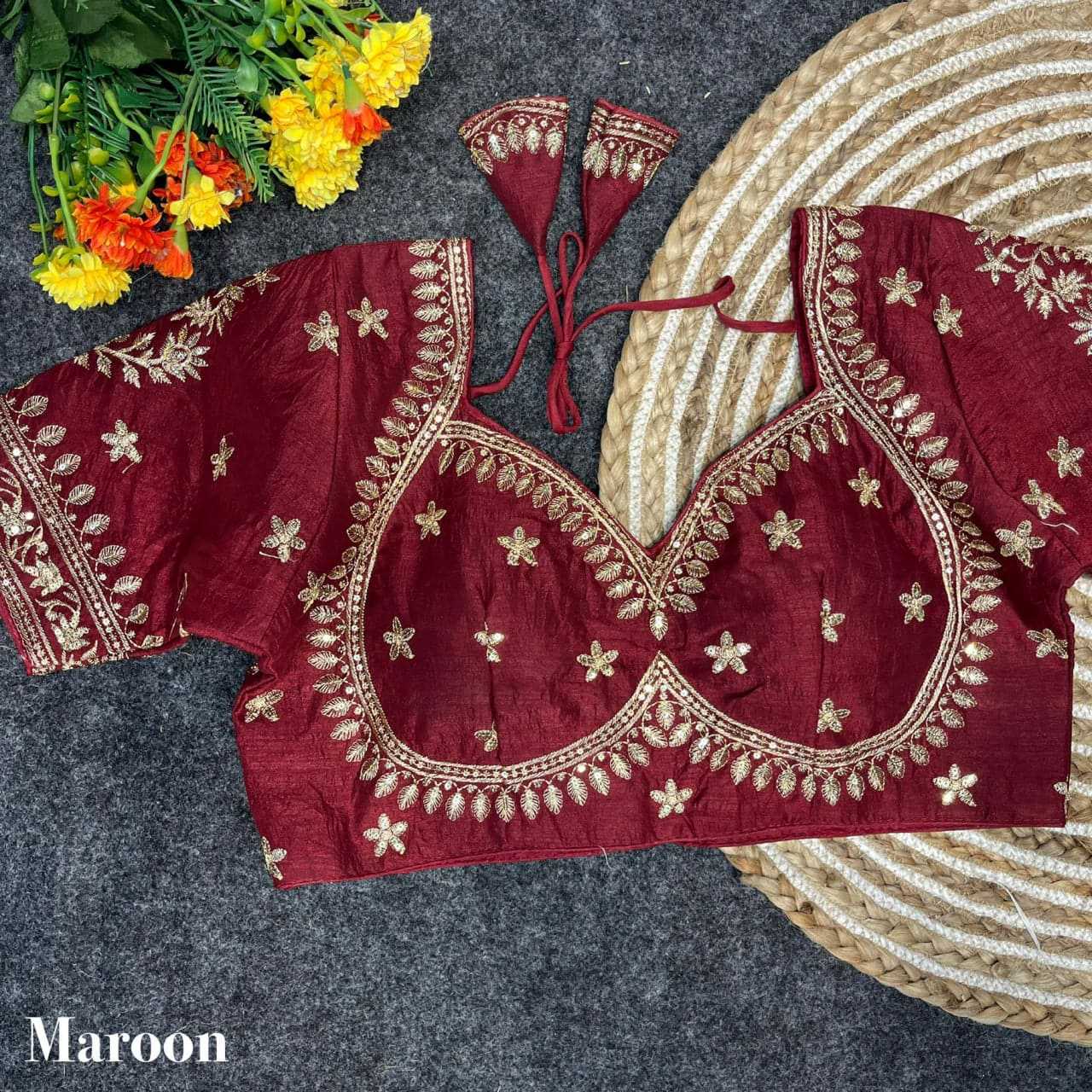 Vichitra Silk Sequence Embroidery Blouse