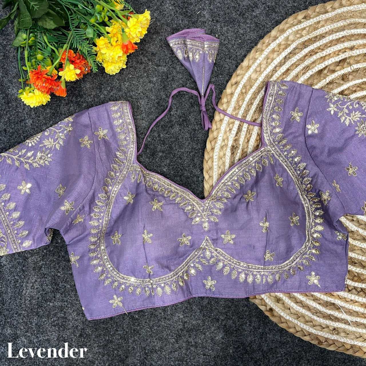 Vichitra Silk Sequence Embroidery Blouse