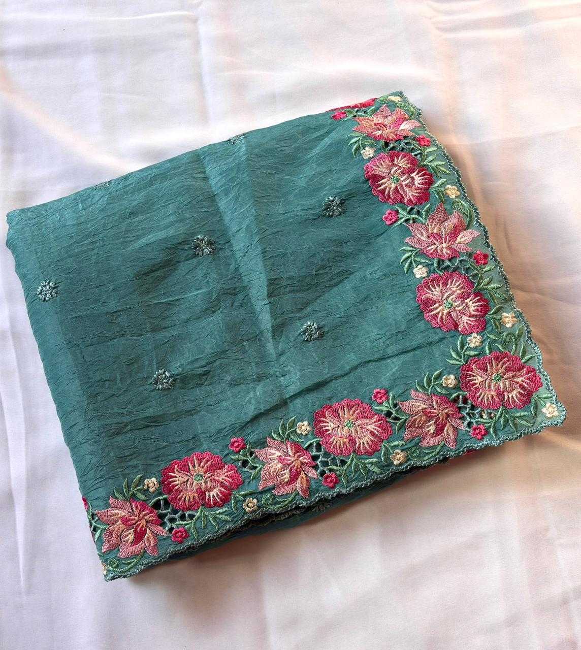 Crush Silk Embroidered Saree
