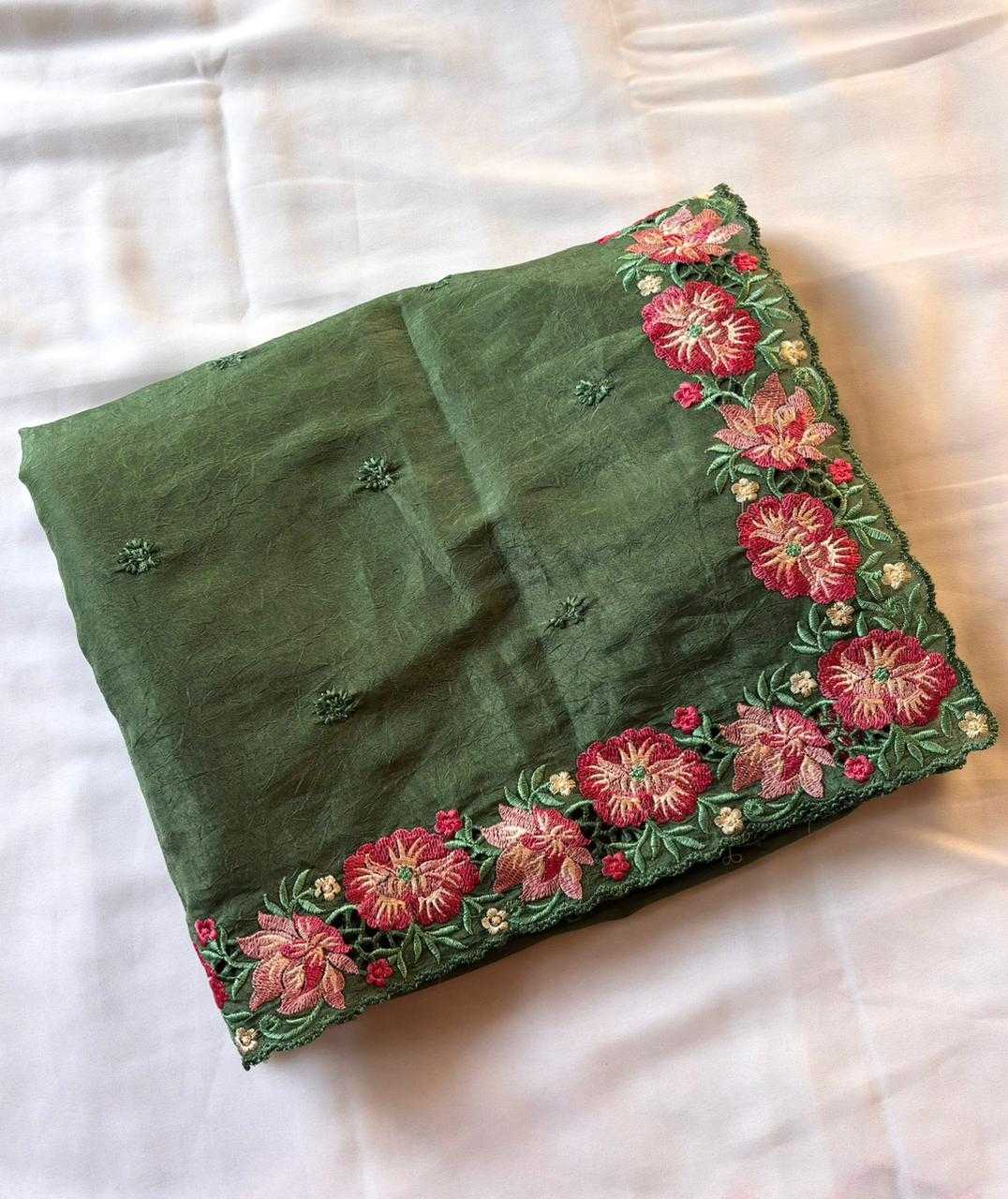 Crush Silk Embroidered Saree