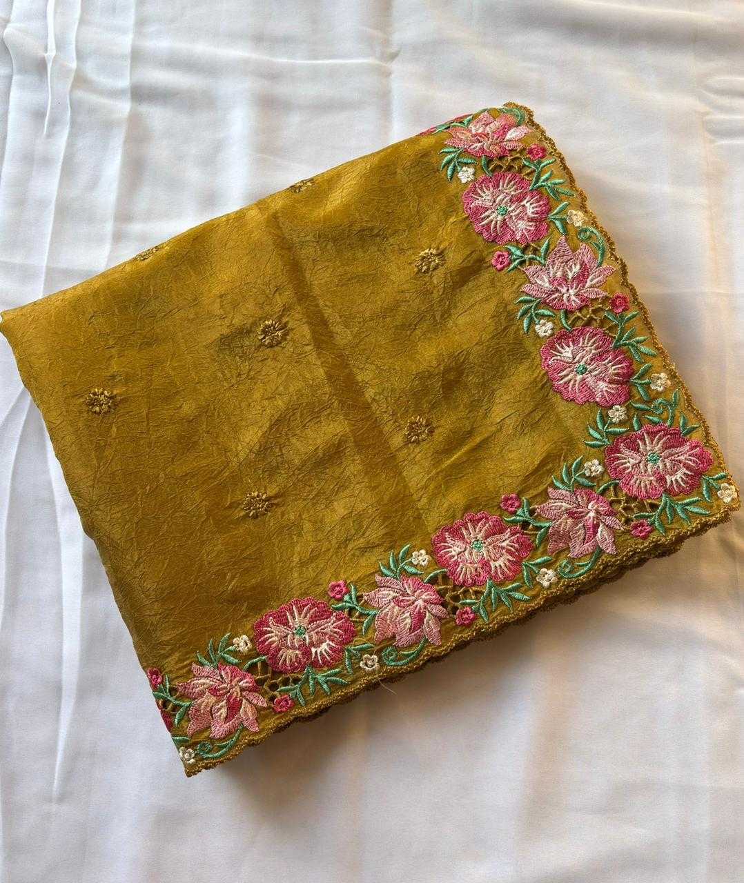 Crush Silk Embroidered Saree
