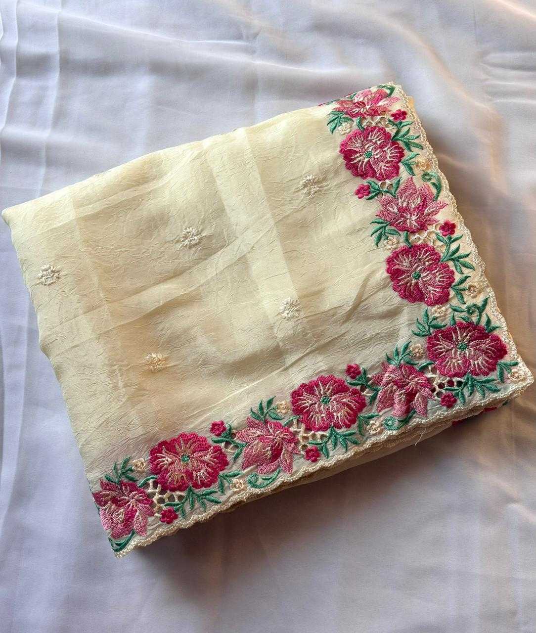 Crush Silk Embroidered Saree