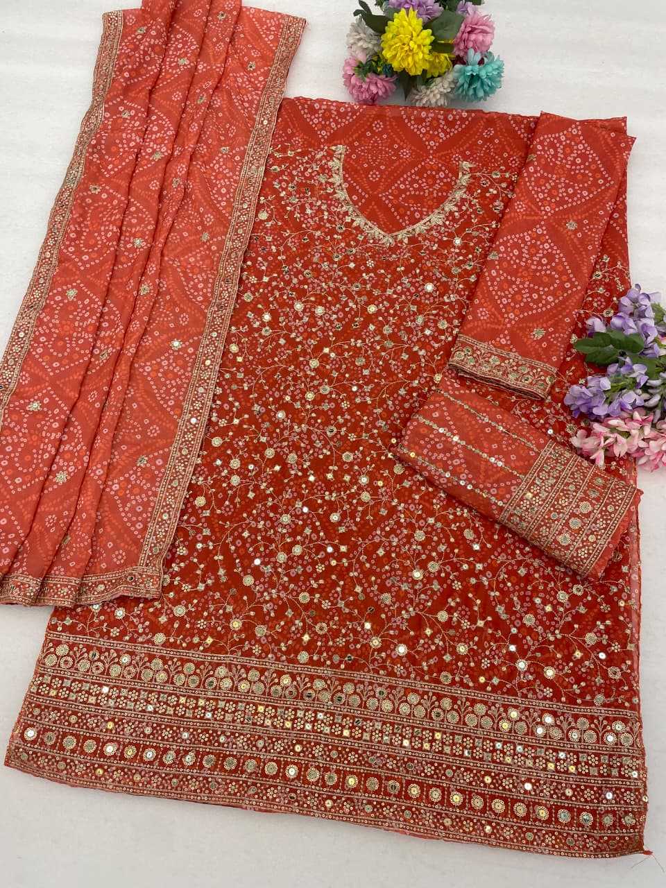 Faux Georgette Unstitched Suit