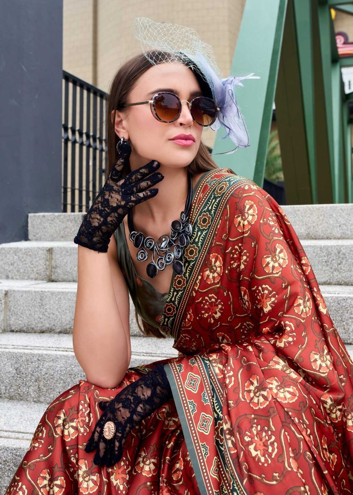 Satin Silk Printed Saree