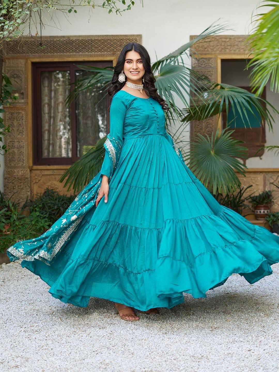 Vichitra Silk Party Gown