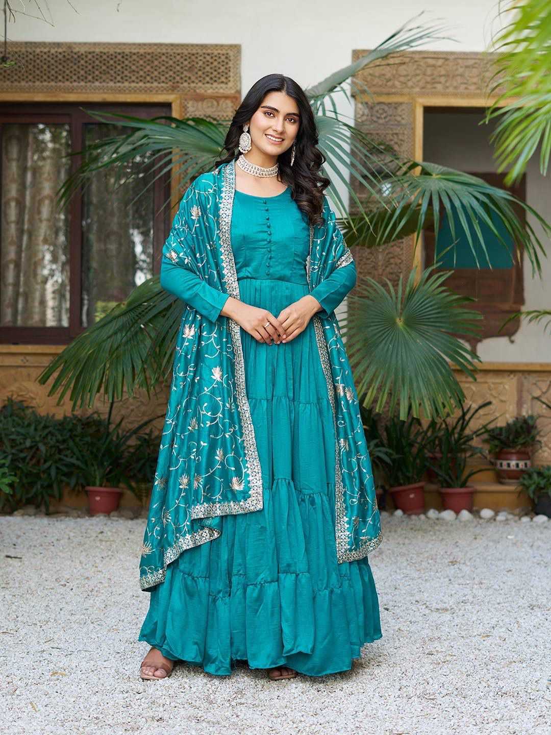 Vichitra Silk Party Gown