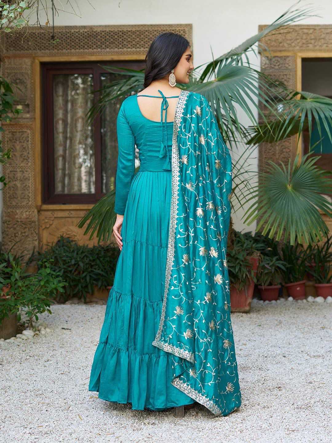 Vichitra Silk Party Gown